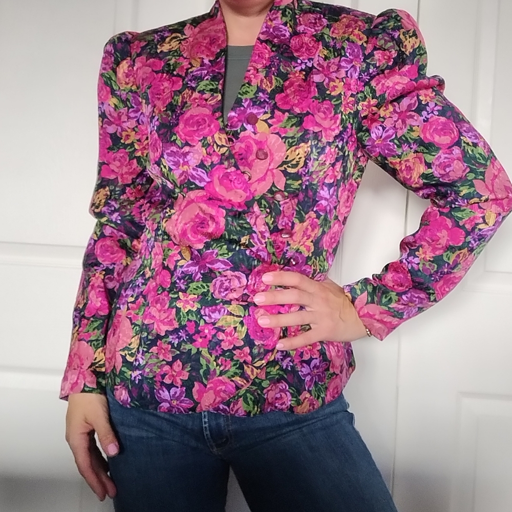 Vintage Richard Warren Saks Fifth Ave Floral Jacket